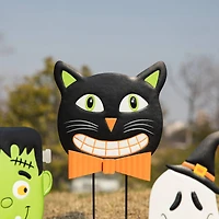 Glitzhome® 3.5ft. Halloween Metal Stacked Ghost, Frankenstein, Black Cat and Pumpkin Yard Stake
