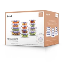 Joyful by JoyJolt® 24-Piece Purple Glass Storage Container Set with Leakproof Lids