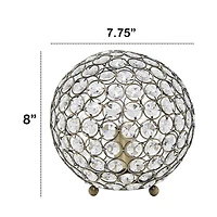 Lalia Home 8" Antique Brass Elipse Crystal Glam Orb Table Lamp