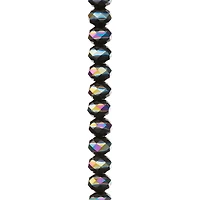 12 Pack: Black Aurora Borealis Striped Glass Faceted Rondelle Beads, 8mm by Bead Landing™