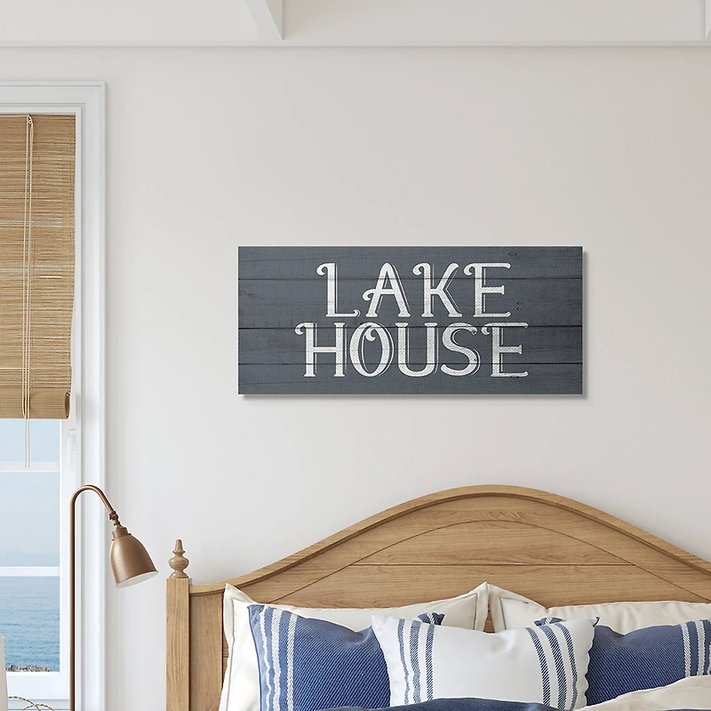 Stupell Industries Blue Lake House Sign Canvas Wall Art