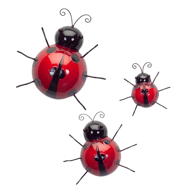 Metal Ladybug Garden Décor Set
