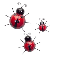 Metal Ladybug Garden Décor Set