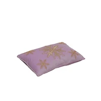 20" x 12" Pink Velvet & Beaded Gold Snowflake Lumbar Throw Pillow by Ashland®