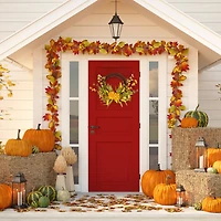 22" Peonies Artificial Fall Harvest Twig Wreath