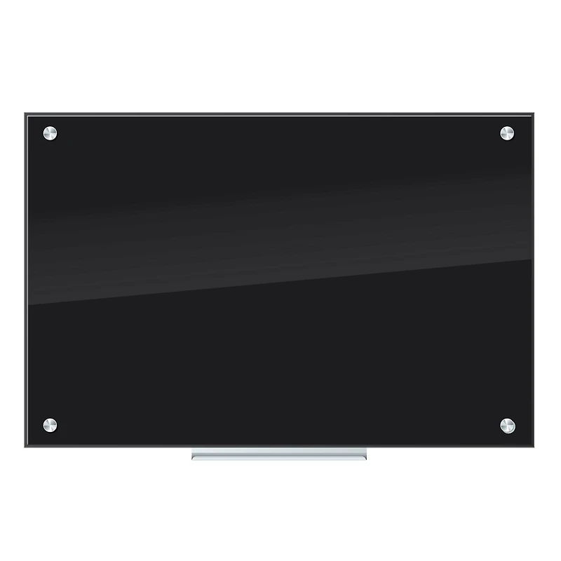 U Brands Black 36" x 24" Frameless Glass Non-Magnetic Dry Erase Board