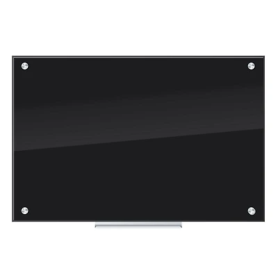 U Brands Black 36" x 24" Frameless Glass Non-Magnetic Dry Erase Board