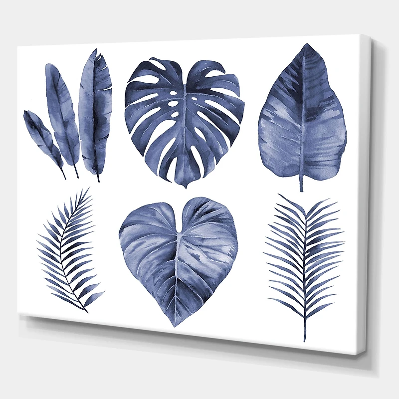 Designart - Tropical Blue Watercolour Leaves I