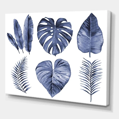 Designart - Tropical Blue Watercolour Leaves I