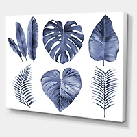 Designart - Tropical Blue Watercolour Leaves I