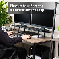 Mind Reader Extendable Monitor Stand, Adjustable Desktop Riser for Dual Monitors, Printers, Laptops, TV, 31.5–40 Inch Width, 88 lb Capacity, Metal and MDF Wood, Black