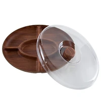 Luxe Party Wood Look 5-Section Serving Tray with Cover