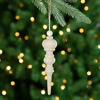 Set of 2 Natural Wood Finial Christmas Tree Ornaments 6.5"