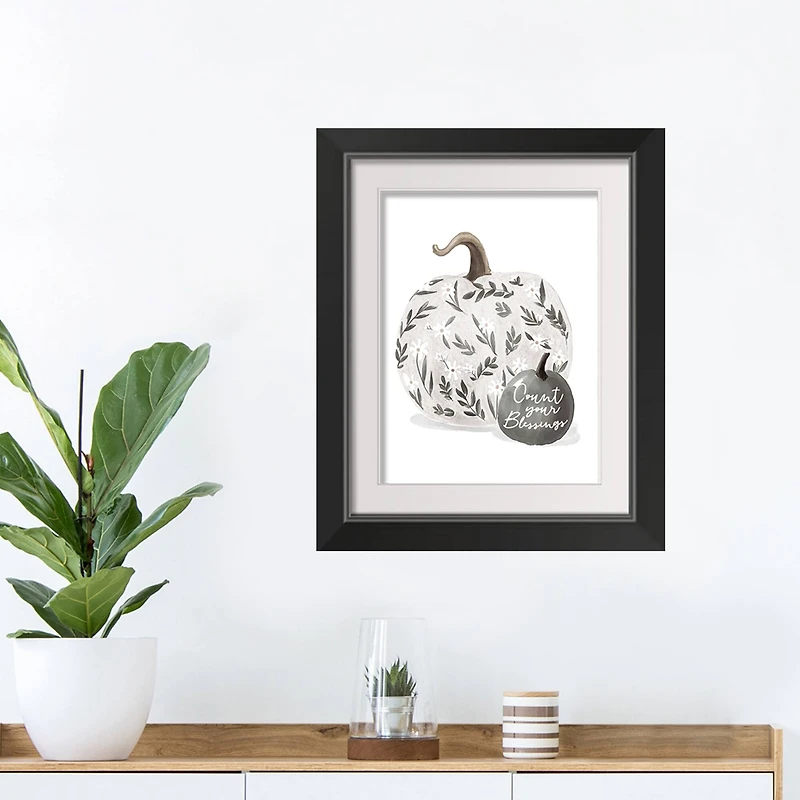 White Pumpkin Black Framed Print Wall Art