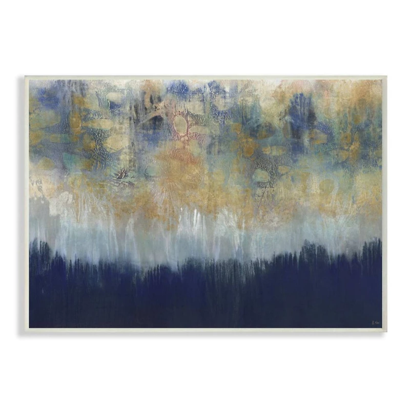 Stupell Industries Abstract Gold Blue Textured Surface Framed Wall Art