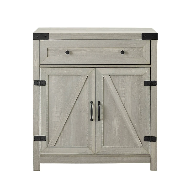Walker Edison Stone Gray Farmhouse Barn Door Accent Cabinet