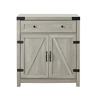 Walker Edison Stone Gray Farmhouse Barn Door Accent Cabinet