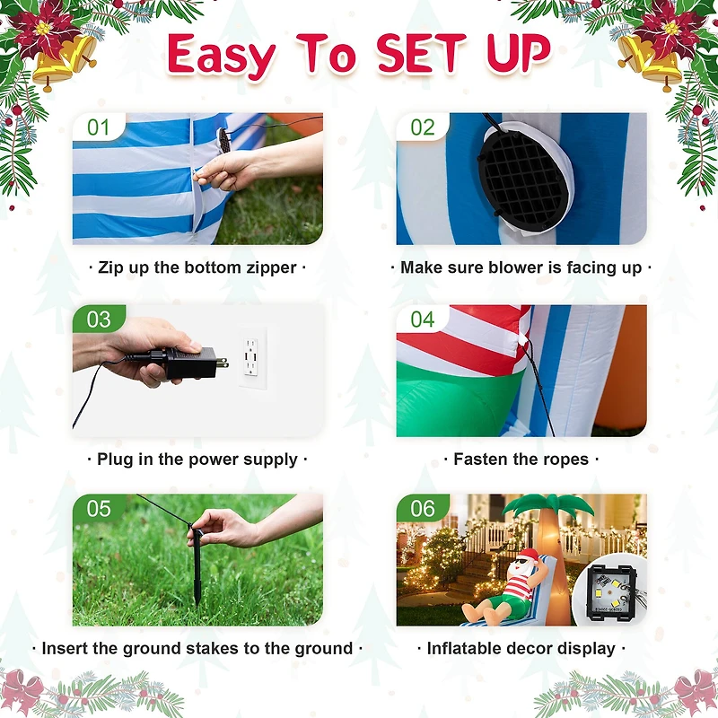 Glitzhome® 6ft. LED Lighted Santa Under Coconut Tree Inflatable Décor