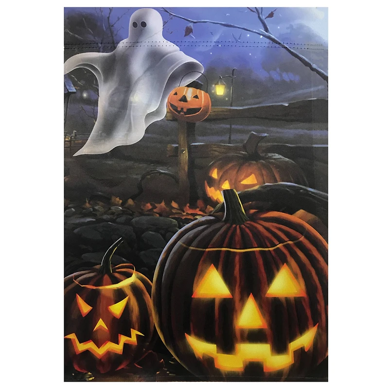 Pumpkins & Ghost Spooky Halloween Outdoor Garden Flag, 12.5" x 18"