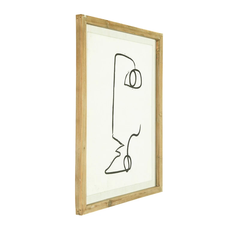 Hello Honey® Black & White Abstract Face Wall Art with Fir Wood Frame