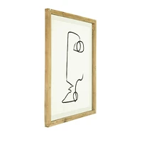 Hello Honey® Black & White Abstract Face Wall Art with Fir Wood Frame