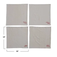 Hello Honey® 18" Natural White Square Cotton Napkin with Holiday Saying Set