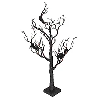 26.5" Black & Orange Glittered LED Tabletop Halloween Tree