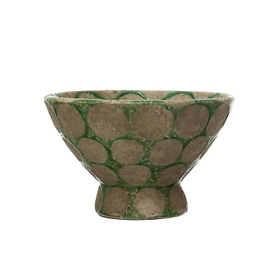 Hello Honey® 9" Wax Relief Dots Terra Cotta Footed Bowl