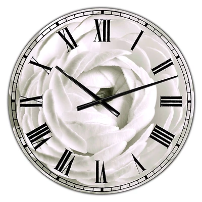 Designart White Ranunculus Close Up Large Cottage Wall Clock