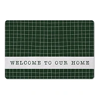 Dark Green and White Pencil Grid Floor Mat