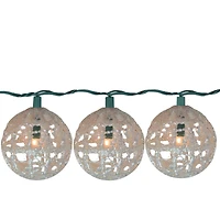 10ct. Miniature Sparkly White Ball Party String Lights