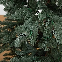 6ft. Pre-Lit Pine Artificial Christmas Tree in Black Decorative Planter with Warm White LED Lights