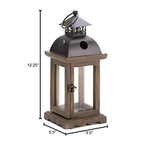 12.25" Rustic Wooden Hanging Monticello Candle Lantern