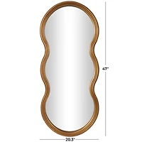 47" Gold Wooden Wavy-Shaped Wall Mirror with Ribbed Frame