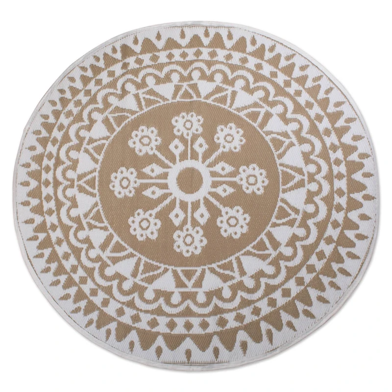 DII® Round Taupe Floral Outdoor Rug, 5ft.