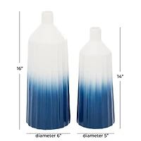 Set of 2 Blue Dolomite Coastal Vase, 16", 14"