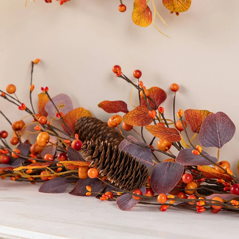 Glitzhome® 6ft Fall Eucalyptus Berry Garland