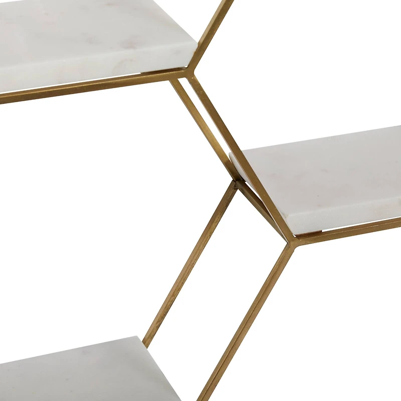 Gold Marble Contemporary Wall Shelf, 24" x 24" x 6"