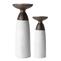 American Art Decor Twin Crucibles 2-Piece Table Top Candle Holder Set in - 15.25" x 4.5