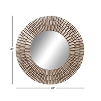 42" Silver Rustic Metal Round Wall Mirror