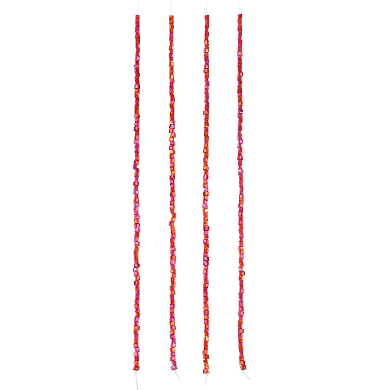 Red Faceted Glass Cube Beads, 2mm by Bead Landing™