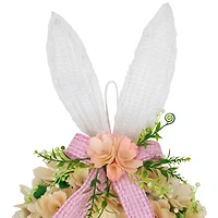 18" Wooden Floral Artificial Easter Wreath with Rabbit Ears & Paws