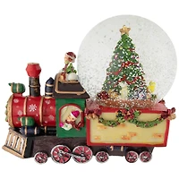 Elf Train Musical Christmas Snow Globe - 8"