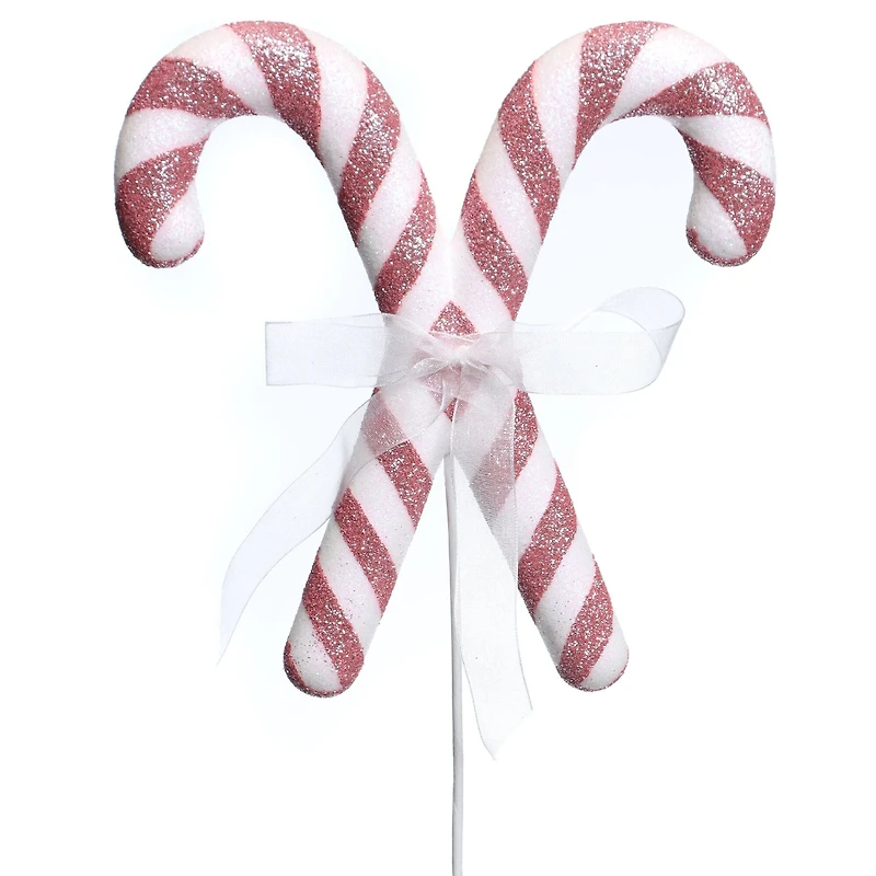 13.5" Pink & White Glitter Candy Cane Pick by Ashland®