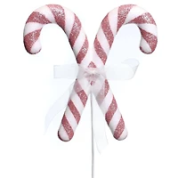 13.5" Pink & White Glitter Candy Cane Pick by Ashland®