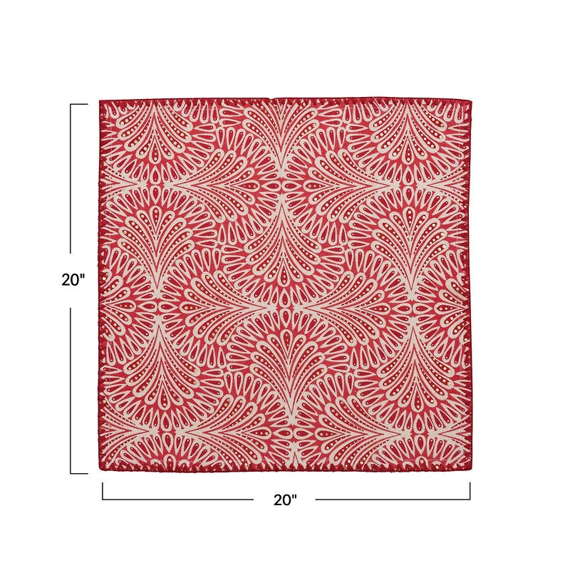 Hello Honey® Red & White Square Cotton Printed Napkins, 4ct.