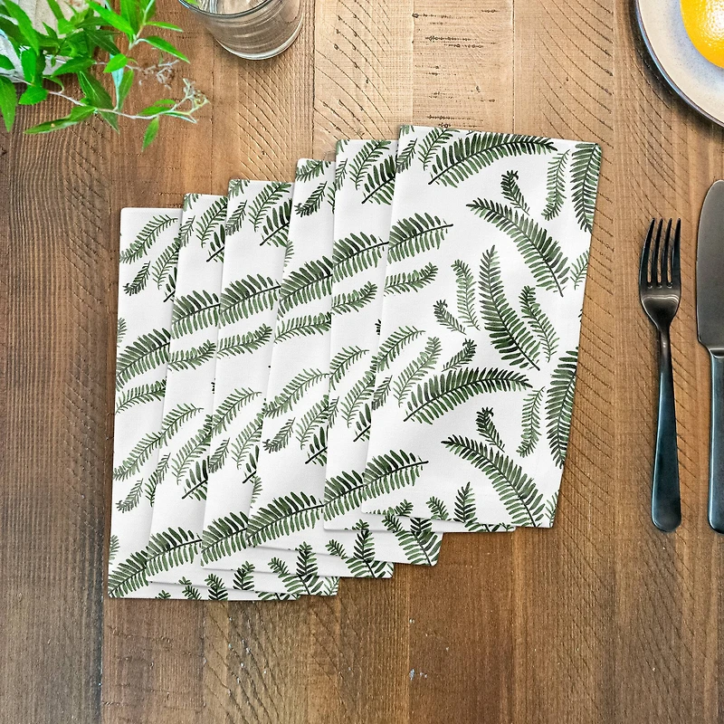 Green Fern Pattern 10" x 10" Cotton Twill Napkin