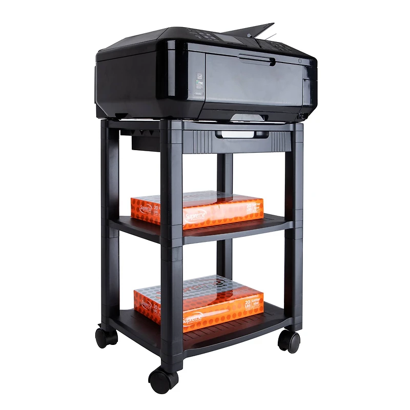 Mind Reader Anchor Collection Black 3-Tier Mobile Printer Cart, 2ct.