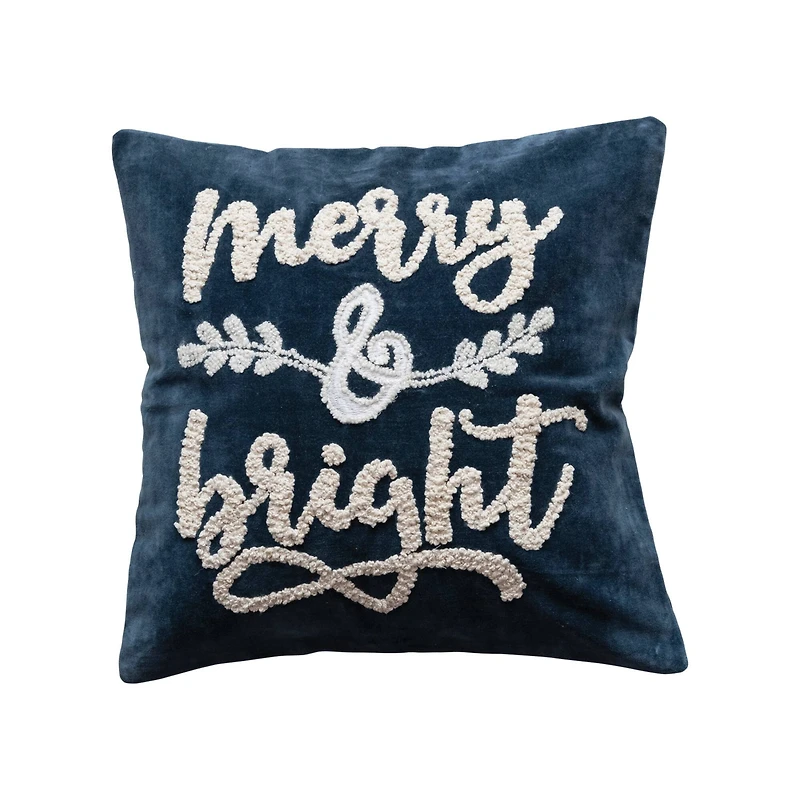 Hello Honey® Navy & White Merry & Bright Cotton Velvet Throw Pillow