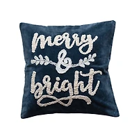 Hello Honey® Navy & White Merry & Bright Cotton Velvet Throw Pillow